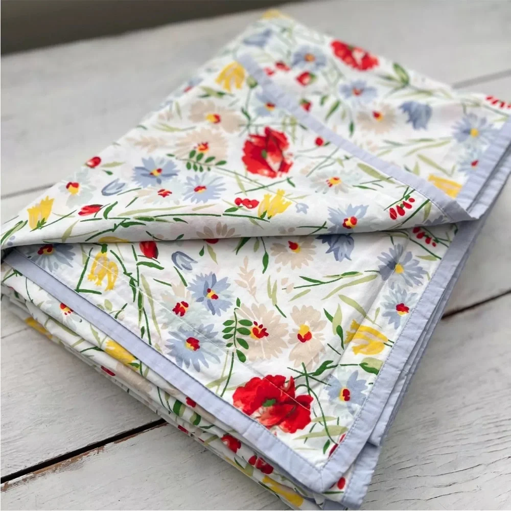 RARE Ralph Lauren Georgica Gardens KING Duvet Cover RL Floral Cotton Spring Blue